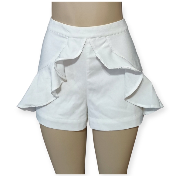 After Market Pants - Stylish High Waist White Ruffle Shorts